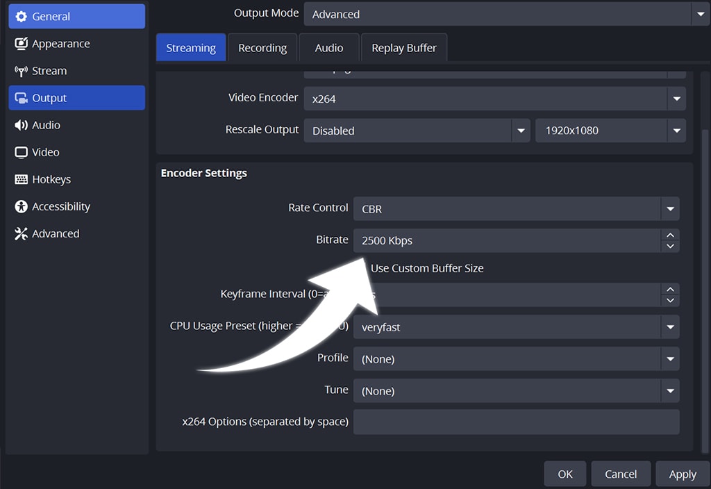 obs bitrate settings
