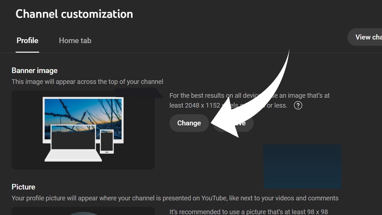 upload youtube banner steps